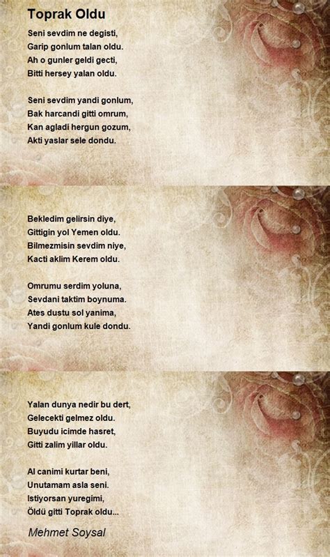 Mehmet toprak oldu şiiri